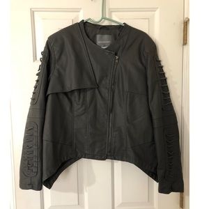 Faux grey leather jacket